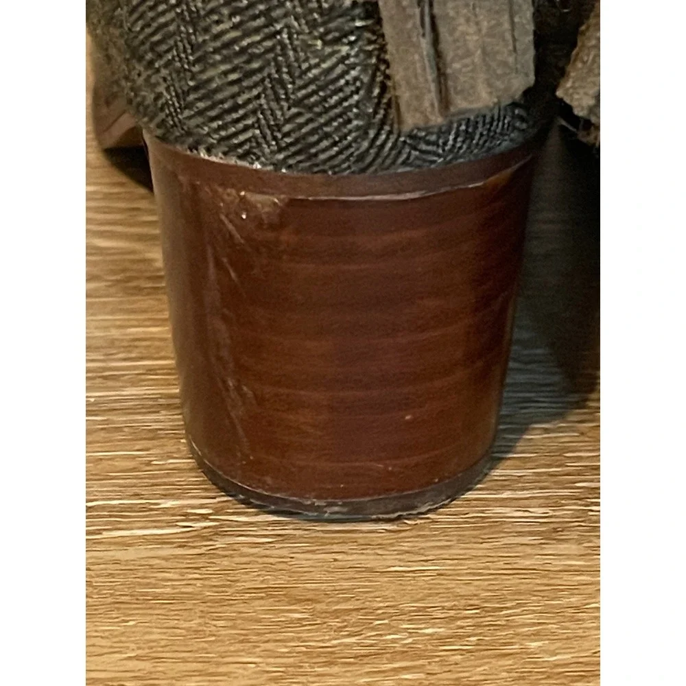 TOMS Olive Green Suede & Herringbone‎ Ankle Booties Block Heel Women's 6.5